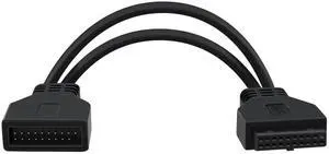 Aomoproing USB 3.0 Motherboard Extension Cable 19/20 Pin Male to Female Internal Extension Adapter (Black, 0.8FT)