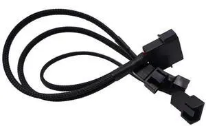 2Pcs PMW Fan Splitter Cable 4Pin to 3Pin/4Pin PC Case Fan D Type Sleeved Adapter Cable 1 to 3 PMW Fan Splitter Extension Power Cable Power Adapter Cable PC Computer Cooling Fan Wire
