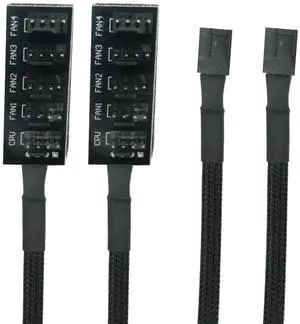 Aomoproing   2PCS PWM Fan Hub Splitter 4-Pin/3-Pin pc 5 Way Splitter, Cooling Fans Power Cable 1 to 5 Way PC Case Internal Motherboard Extension Cable