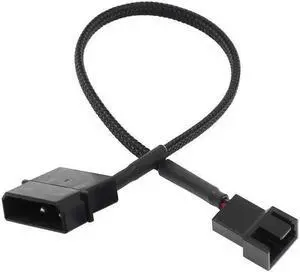 Aomoproing  4pin IDE Molex to 4-Port 4Pin Power Supply Cable Black Sleeved Cooling Fan Splitter Power Cord Plug Cooler Wire for PC(Big 4PIN 1 TO 1) (27cm)