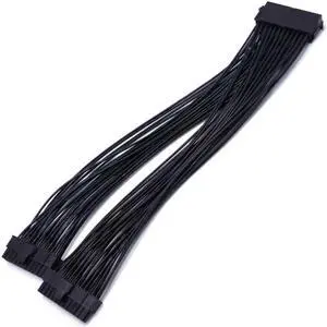 Aomoproing   ATX 24Pin 1 to 2 Port Power Supply Extension Cable PSU Male to Female Splitter 24PIN Extension Cable 32cm