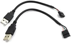 Aomoproing   9 pin USB Header to USB Cable, USB 2.0 Type A Male to Dupont 9 Pin Female Header Motherboard Cable Cord (AM to 9Pin 0.2M)(2 Pack)