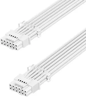 Aomoproing16pin GPU Power Cable - 70cm PCI-e 5.0 12VHPWR 600W 12+4 Male to Male 12V-2x6 PSU Sleeved Cable for RTX 3090Ti 4070 Ti 4080 4090 5090 5080 5070 5070Ti to ATX 3.0 Modular Power Supply (White)