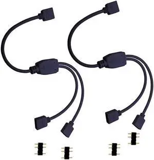 Aomoproing   2 Pack 5V 3-Pin RGB 2-Way Female to x Female RBW LED Strip Splitter Cable,2 Port AURA RGB Lighting Hub w/ Gender Changer Adapter - 1 Foot