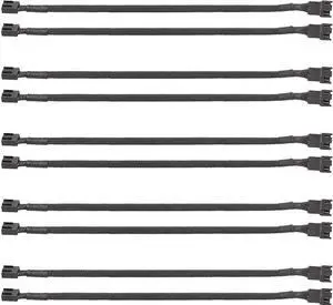 PWM Fan Extension Cable - 10.5 inch PC Fan Extension Cable, Durable, Black Braided Nylon Case Fan Extension Cable (10 Pack)