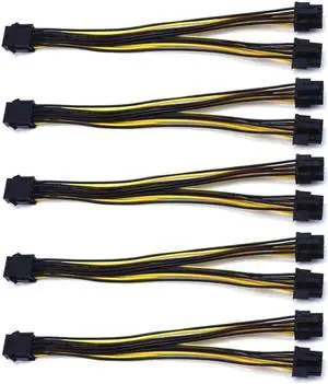 Aomoproing   5-Pack PCI-E 8Pin to 2X 8 Pin (6+2) Power Splitter Cable for PCIE PCI Express Image Card Y - Splitter Extension Cable