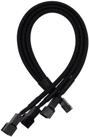 Aomoproing   4 Pin PWM Fan Splitter Cable Black Sleeved Case Fan Braided Adapter Cable 1 to 3 Converter Y Splitter for Computer PC CPU Cooling Fan ATX Case 4-Pin/3-Pin Extension Power Cable 10 Inches