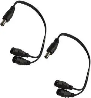 Aomoproing  DC Y Splitter Cable 1 Male to 2 Female 5.5mm x 2.1mm DC Power Extension Adapter Cable for Surveillance,Camera,Router 30cm/11.81inch 2pcs