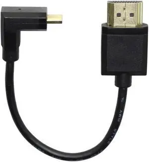 AOMOPROING 90 Degree Micro HDMI Male to HDMI Male Cable Adapter Connector 4K 60Hz Ethernet HDMI Type D to Type A 3D Audio Return for Cameras-15CM (Angle UP)