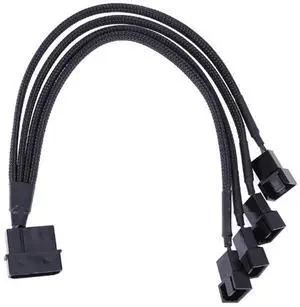 Aomoproing  Molex 4 Pin To 4 x 3/4-pin 5v12v Usb Sleeved Dual Fan Power Adapter Cable 30cm 4 PIN Power Cables Connectors Fan Splitter