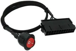 ATX Power Jumper Cable, 24 Pin ATX Red LED Power On/Off Switch Bridge Adapter Braided 21.5-inch(55cm)