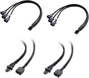 Aomoproing  2-Pack 3 Way 4 Pin PWM Fan Splitter Cable - 12 Inches & PWM 4 Pin Fan Extension Cable