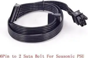 Aomoproing  PCIe 6Pin to 2 SATA Power Supply Cable for KM3 Series X-750 X-850 SS-1050XP3 SS-1200XP3 M12II Evo Series 520 620 650 750 850 Snow Silent 750 1050 FOCUS PLUS Gold SSR-850FX/750FX