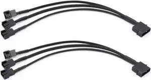 Aomoproing  2 Pack Molex to 3 x 3 Pin or 4 Pin Computer PC Case Fan Power Splitter Adapter Cable, 10 inch