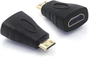 AOMOPROING 2-Pack HDMI Adapter, Gold Plated 4K Mini HDMI Male to Female for Raspberry Pi, DSLR, Camcorder