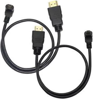 AOMOPROING Micro HDMI Male to HDMI Male 50CM 90 Degree Angle Adapter (2Pack - Up & Down Angle) - Supports 3D, 4K, 1080P, Ethernet, Audio Return