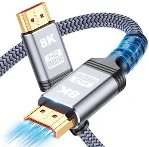 AOMOPROING 8K 10K 4K HDMI Cable 48Gbps 10FT/3M, Certified Ultra High Speed HDMI Cable Braided Cord-4K@120Hz 8K@60Hz, DTS:X, HDCP 2.2 & 2.3, HDR 10 Compatible with Roku TV/PS5/HDTV/Blu-ray