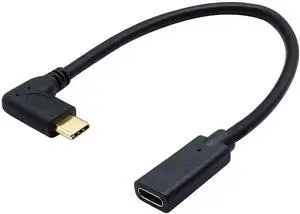 Aomoproing 90 Degree USB 3.1 Type C Male to Female Gen 2 (10Gbps) Connector Extension Cable, Supports Charging, Data, Audio, Video Cable for New MacBook Pro 2017, Type-C Devices (20cm-M/F)