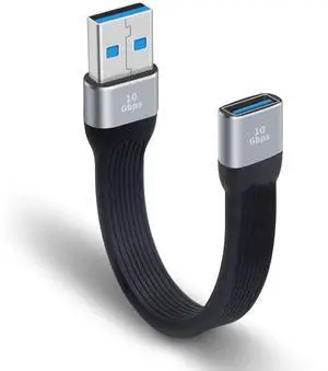 AOMOPROING Short USB 3.0 Extension Cable, 5inch Flat FPC USB Extension Cable, 10Gbps Type A Male to Female Extender Cable for VR, PlayStation, Keyboard, Printer, Scanner, USB Hub