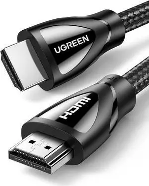 UGREEN 8K HDMI Cable 2.1 6.6FT, 48Gbps Ultra High Speed Braided HDMI Cord 8K@60Hz 4K@120Hz, eARC HDR10 HDCP 2.2&2.3, HDMI Cable Compatible with PS5/Xbox Series X/Roku TV/HDTV/Blu-ray, Black