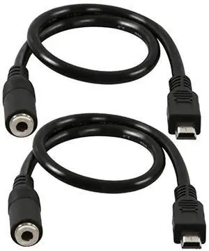 Aomoproing (2-Pack) Mini USB Male to 3.5mm Female Audio Cable for Active Clip Mic Microphone Adapter Cord-1Feet