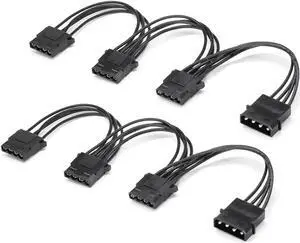 Aomoproing   Molex Splitter 4 Pin IDE Power Supply Extension Cable 1 to 3 Y Splitter 6.7 inch