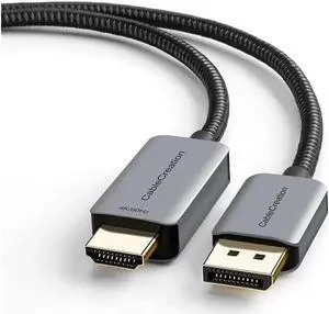AOMOPROINGActive DP to HDMI Cable HDR 4K@60Hz 2K@144Hz 1080P@144Hz CableCreation 8FT Unidirectional DisplayPort to HDMI Monitor Cable DP 1.4 to HDMI 2.0 Braided Support Eyefinity Multi-Display Alumium