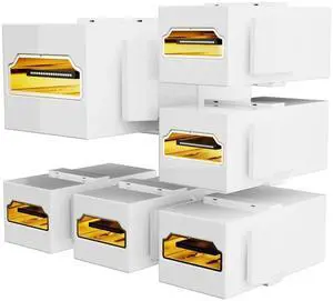 AOMOPROING HDMI Keystone, Gold-Plated HDMI Keystone Jack 4K Female to Female Adapter Support All 3D, 4K (6 Pack-White)