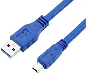 Aomoproing USB 3.0 Cable - Type A-Male to Mini B 10-Pin Male - 1.8 Meters (6 Feet) - Round Blue