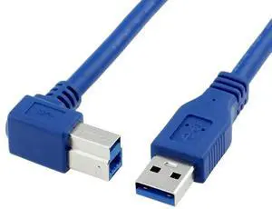 Aomoproing USB 3.0 Cable - Type A-Male to Right Angle Type B-Male Printer Scanner Cord - 3 Feet (1 Meter) - Round Blue