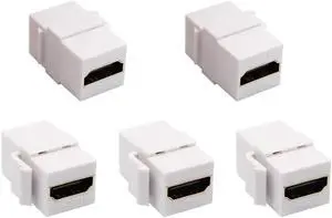 AOMOPROING HDMI Keystone Coupler, Gold Plated HDMI Keystone Jack Insert Female to Female 3D 4K Coupler Adapter for Wall Plate (White/5 Pack)