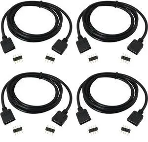 Aomoproing  4PCS 4 Pin LED Connector RGB Extension Cable LED Strip Connector Extension Cable Cord Wire for Lamp Strip Conversion RGB LED Light Strip