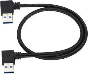 Aomoproing 90 Degree 3.0 A USB Cable Left & Right Angle USB 3.0 A to A Male Charging and Transferring Data Extender Connector Cable for USB Keyboard,Mouse,Flash Drive,Hard Drive.(0.6M/2ft-Black)