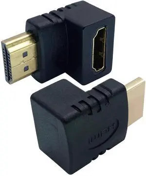 AOMOPROING 270 Degree HDMI Adapter Right Angle Gold Plated 19 Pin HDMI Male to Female Coupler Connector for 3D and 4K Ultra HD TV Stick HDMI Cable Extension Converter(2 Pack-Down)