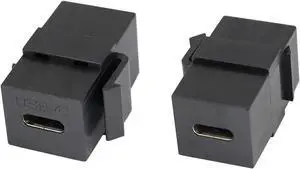 AOMOPROING USB-C Keystone Jack Adapter Usb 3.1 Type-C Female To Female Keystone Insert Socket Coupler Adapter For Wall Plate Outlet Panel (Black/2 Pack)