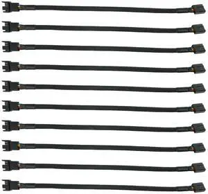 Aomopro10PCS 4-Pin PWM Fan Splitter Cable 1 to1 Sleeved Braided Adapter Computer PC Fan Extension Power Supply Cable Converter Cord Wire Compatible with Computer ATX Case 4-Pin/3-Pin Cooling Fan Cable