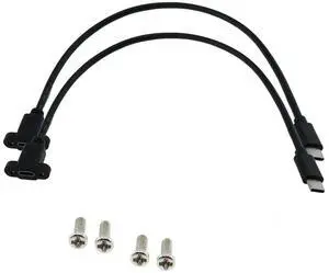 Aomoproing 2pcs USB Type C 3.1Panel Mount Adapter Cable USB-C 3.1 Gen2 10Gbps Male to USB C Female Panel Mount Screw Cable, Supports Charging, Data, Audio, Video 0.3M/1ft
