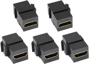 AOMOPROING HDMI Keystone Coupler, Gold Plated HDMI Keystone Jack Insert Female to Female 3D 4K Coupler Adapter for Wall Plate (Black/5 Pack)