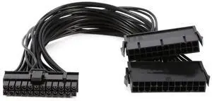 Aomoproing  Dual PSU Power Supply 24 Pin Adapter Cable for ATX Motherboard 18AWG - 1FT