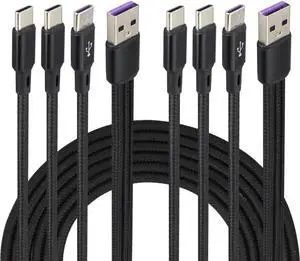 2 Pack/4FT Multi USB C Cable 3 in 1 Multiple Type C Charging 2A Splitter USB C Charger,Nylon Cord USB A Male to 3 USB C Male Port,Compatible for iPad Pro/Air,Samsung S23 Android(Black-3Type C)