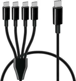 Aomoproing Short USB C Splitter Multi Charging Cable, USB C Male to 4 Type-C Male Charge Cable, 4 in 1 Charging Cord Compatible with Mobile/Android and More (Black-0.5m-4C)