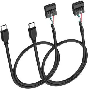 Aomoproing Motherboard USB 9 Pin Header to USB C Adapter Cable 26AWG USB Type-C Male to Dupont 4 Pin Female Mainboard Data Cord for Chassis Motherboard Graphics Card -50CM/1.6FT 2PCS