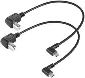 Aomoproing 2 Pack USB C Printer Cable Right Angled USB B to Type C Cord 11.8inch USB B Male to USB C Male for Printer,MIDI Controller,Scanner,Digital Piano MIDI Controller,DJ Controller (UP+UP)
