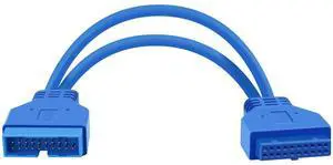 Aomoproing USB 3.0 Motherboard Extension Cable 19/20 Pin Male to Female Internal Adapter (Blue, 1FT)