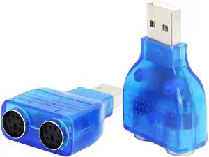 Aomoproing USB to PS2 AdapterUSB to Dual PS/2 Keyborad & Mouse Converter Cable for Laptop PC Computer - Blue 2 Pack