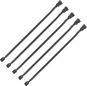 Aomoproing  PWM Fan Extension Cable - 10.5 inch PC Fan Extension Cable Compatible with ATX Case 3 Pin & 4 Pin Cooling Fans. Durable Black Nylon Braided Case Fan Extension Cable (5 Pack)