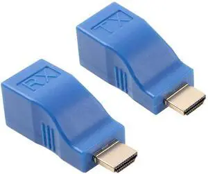 AOMOPROING HDMI Extender Adapter HDMI to RJ45 Ethernet Network Converter Over by Cat5-e/6 Cable Splitter 1080p up to 30m/98ft Repeater for HDTV HD TV DVD PS4 STB