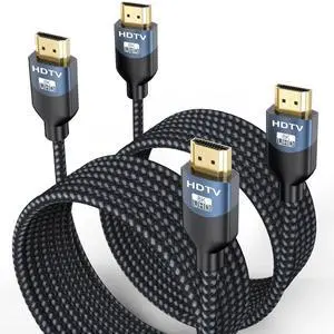 AOMOPROING 8K HDMI 2.1 Cable 10 FT, 2-Pack, 48Gbps Ultra High Speed HDMI Braided Cord 10 Feet, 8K@60Hz, 4K@120Hz, HDCP 2.2&2.3, 3D, eARC, HDR10+ for Soundbar, TV, Monitor, PC, Laptop, PS5, Xbox