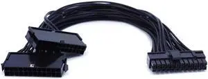 Aomoproing  24Pin Power Supply Synchronizer Male To Female ATX Mining 30cm 24 Pin Dual PSU Extension Cable For Computer Adaptor For Mining