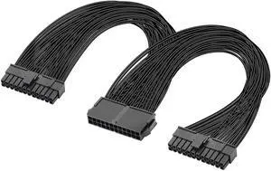 Aomoproing  PSU Power Supply 24-pin ATX Motherboard Splitter Cable,24pin(20+4) for Dual ATX Motherboard Extension Cable PSU Female to Male Y Adapter Cord -1Ft